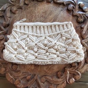 Vintage handmade macrame purse